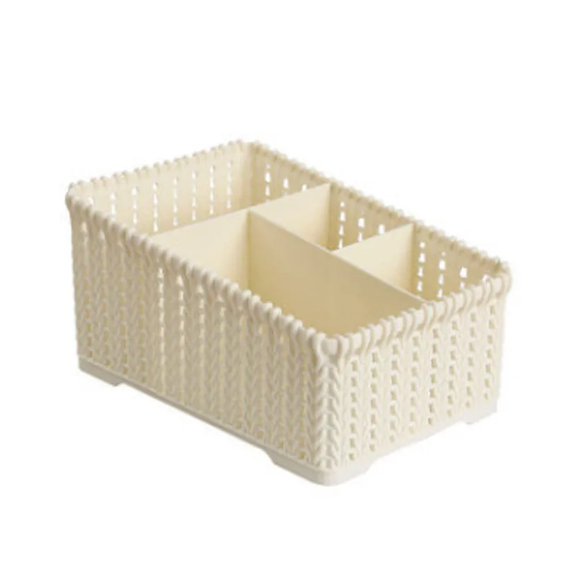Beige 4 сетки корзина для хранения Макияж Органайзер настольные Предметы коробка для хранения косметики макияж кисти хранения домашнего офиса ванной - Цвет: Beige