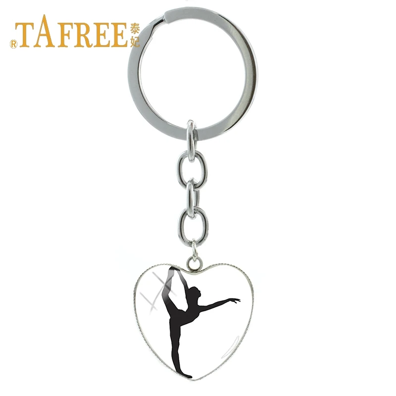 

TAFREE love gymnastic heart-shaped pendant keychain sports enthusiasts souvenirs decorative pendant key chain jewelry GY216