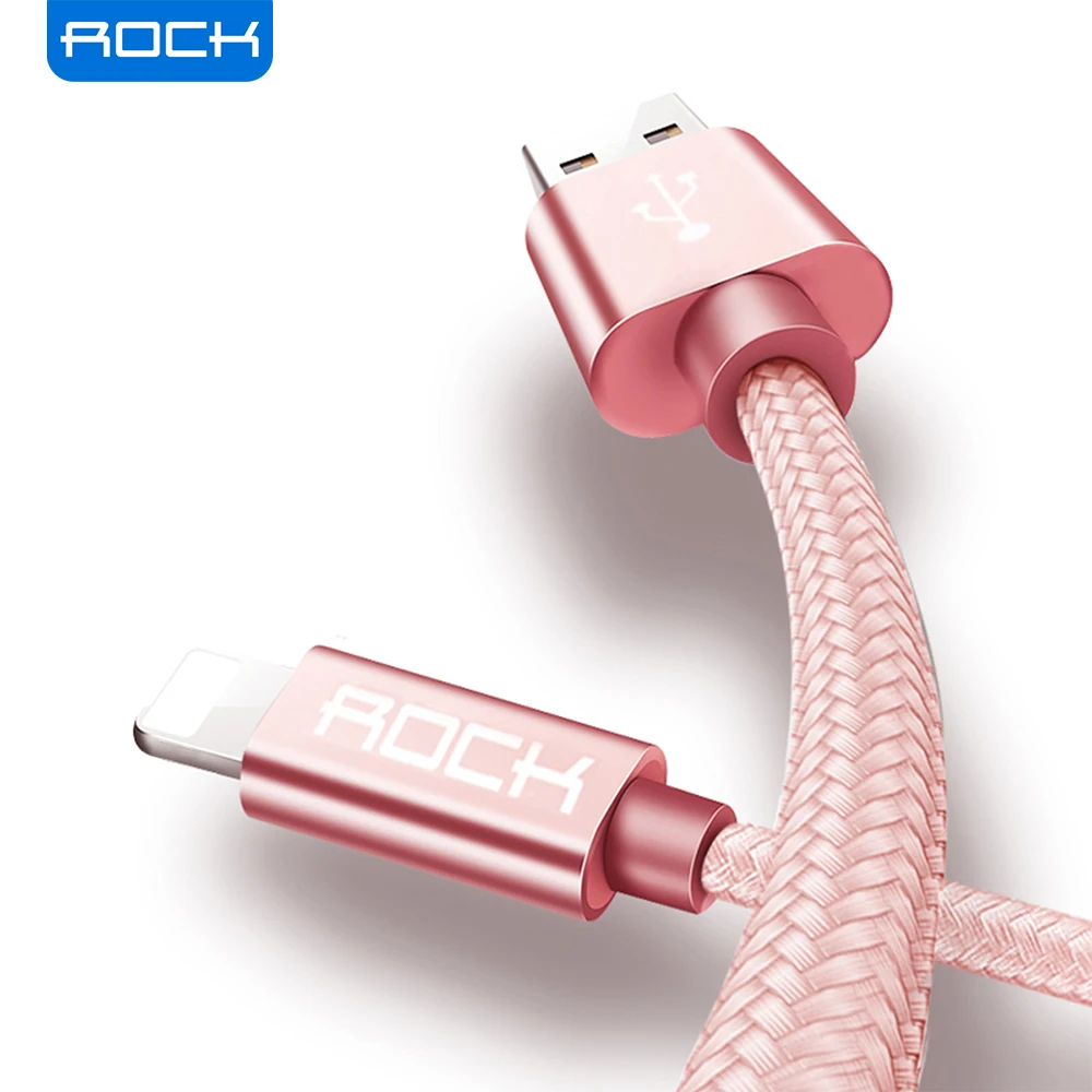 ROCK Metal USB for iPhone XS Max XR X 8 7 6 6s Plus Fast For iPad Holder 2 in 1 Nylon Braided Data Charging Cable | Мобильные
