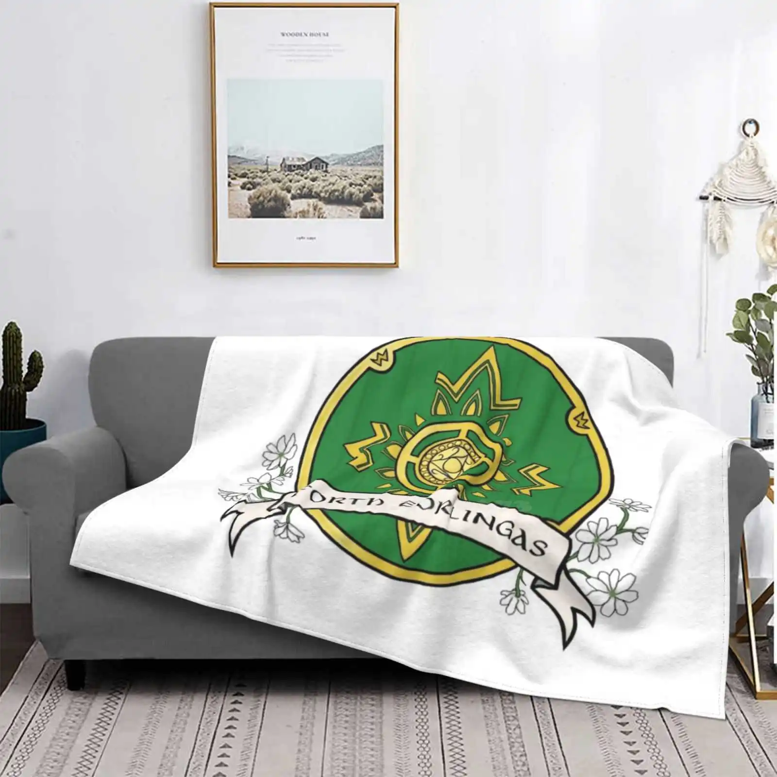 

Escudo ABCD de alta calidad, cómoda cama, sofá, manta suave, escudo, verde, Bandera de flores Eorlingas Forth