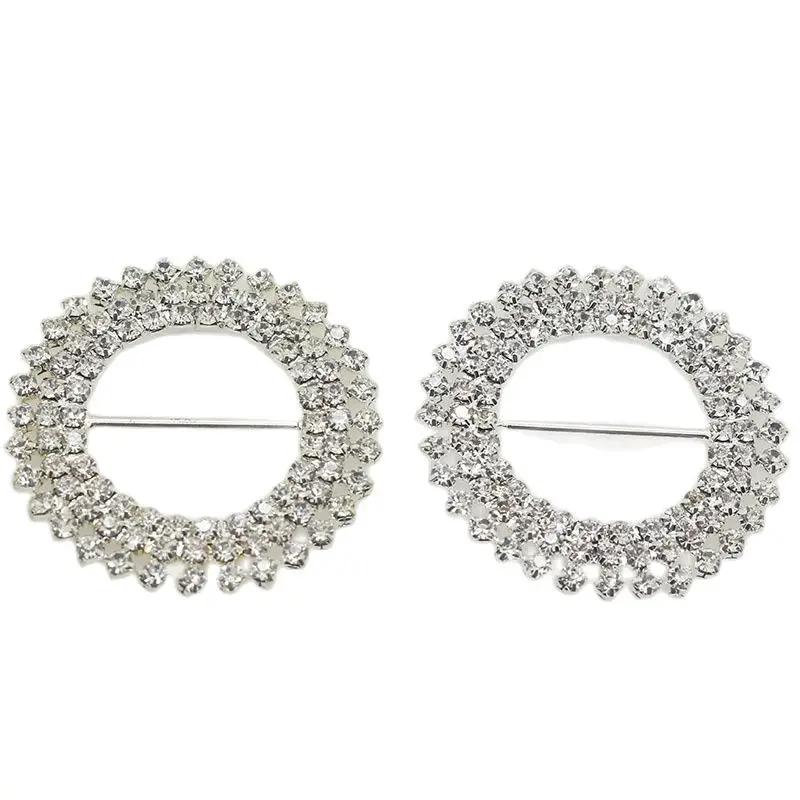 Серебристые круглые пряжки со стразами 5 шт./лот 40 мм | Дом и сад