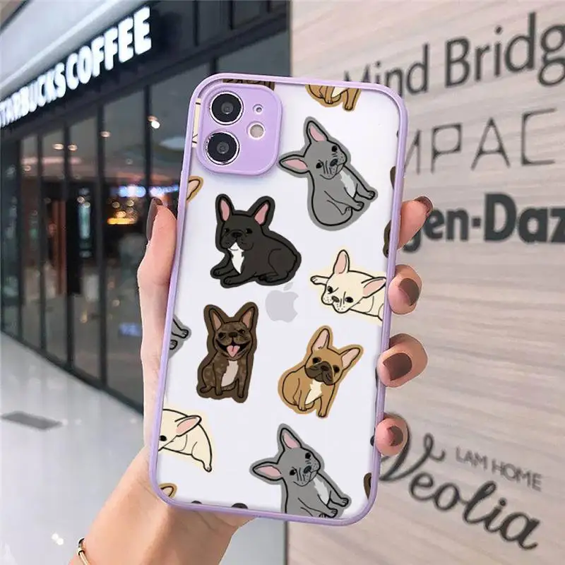 

Hot French Bulldog Dog Phone Case Matte For iPhone 12 Mini 11 Pro XR XS Max 7 8 Plus X Hard PC Back Cover