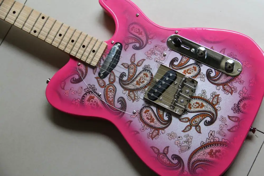 Wholesale Guitars China Guitar New Tel Model electric pink flowers body precision production 130415 | Спорт и развлечения