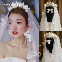 french style vintage bride wedding veil 3d artificial rose flower veils hair jewelry headpiece party prom women