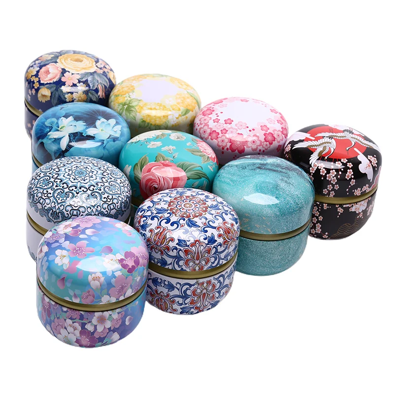 Tea Caddy Cans Universal Metal Mini Sealed Tank Portable Travel Flower Box Round Moisture-Proof Coffee Canister Storage Boxes