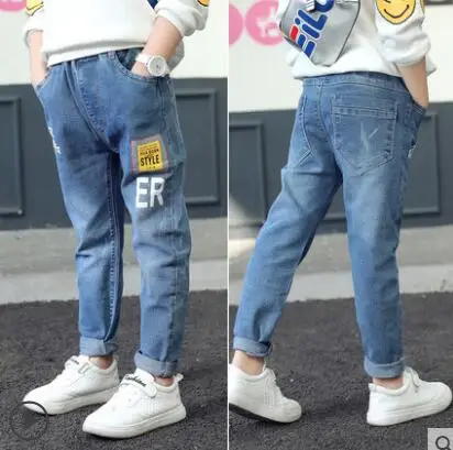 9036 thin jeans Г. Весенние детские джинсы для мальчиков однотонные тонкие джинсы для маленьких мальчиков, повседневные джинсы для больших мальчиков длинные брюки - Цвет: 9036 thin jeans