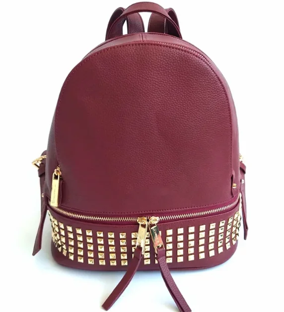 

Универсальный модный вместительный рюкзак с двумя молниями для женщин, дорожный удобный Роскошный дизайнерский ранец с заклепками от изве...