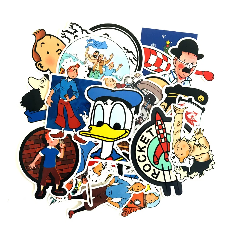 

25Pcs/lot 2022 tintin Adventures of Stickers For Snowboard Laptop Luggage Car Fridge Car- Styling Sticker Pegatina