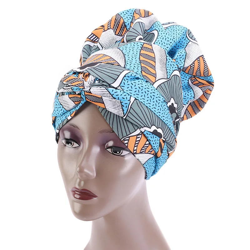 African Print Large Satin Lined Bonnets For Women Hat With Long Ribbon Headwrap Ankara Pattern Hair Cover Hair Wrap Cap Hijabs