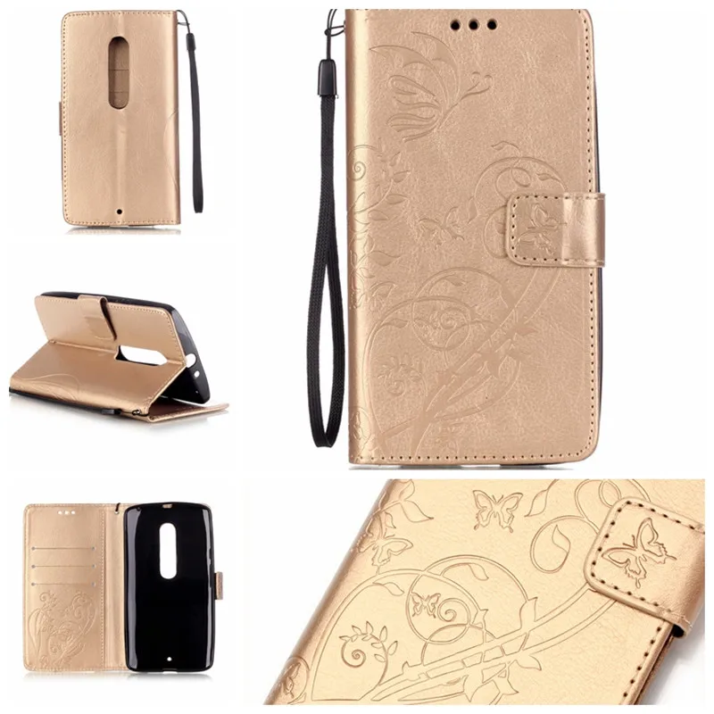 Fashion Retro butterfly pattern PU Leather + Soft Silicon Wallet Flip Cover Case For Motorola Moto X Play XT1562 XT1563 | Мобильные