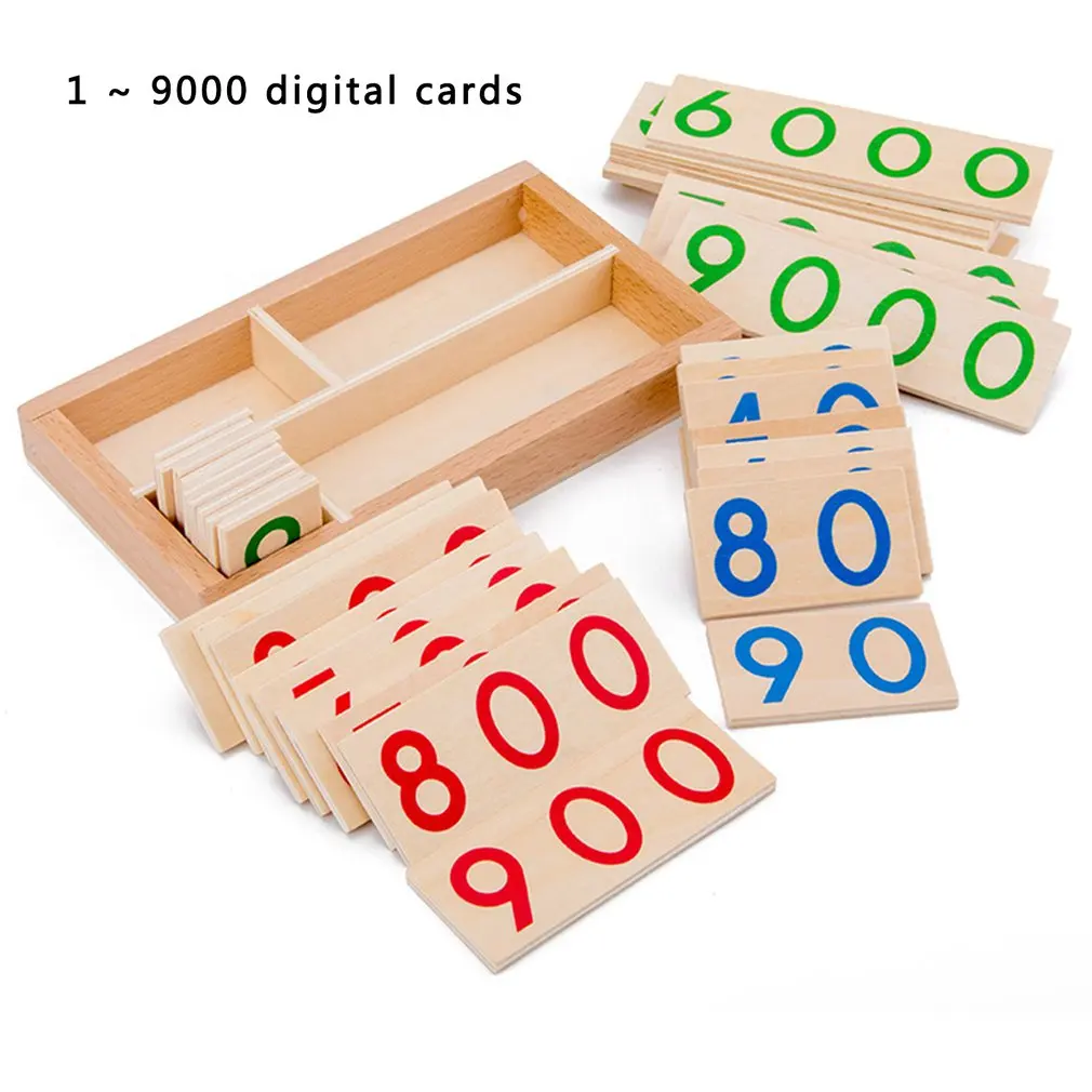 

Детская деревянная обучающая карточка по номерам Монтессори 1-9000, Обучающие математические обучающие игрушки для дошкольников и детей ранн...