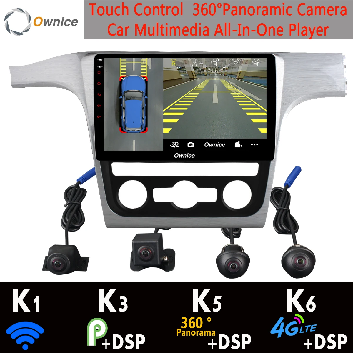 360 ° 4 ×AHD DVR камера 4G LTE Android 9 0 8 ядер + 64G DSP SPDIF CarPlay Автомобильный мультимедийный