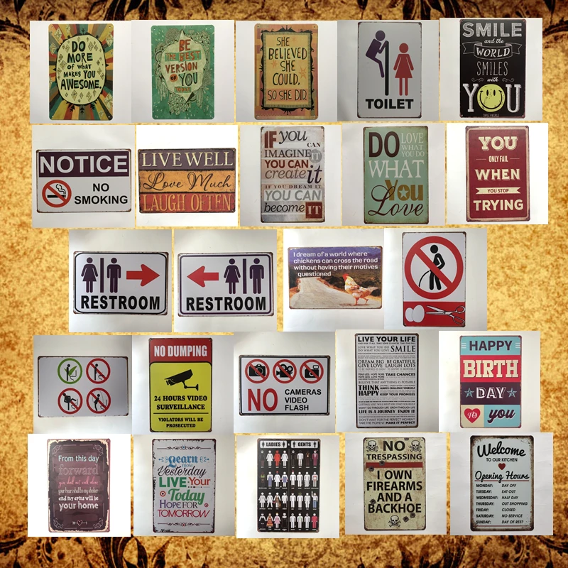 [Luckyaboy] Предупреждение о туалете счастливая кухня слова поэзии винтажная