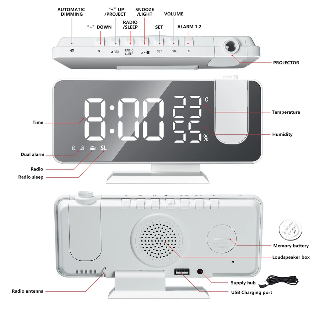 FM Radio LED Digital Smart Alarm Clock Watch