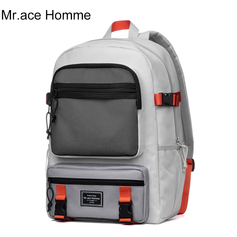 Серый Рюкзак для ноутбука мАч Женская Студенческая сумка мальчика Большой