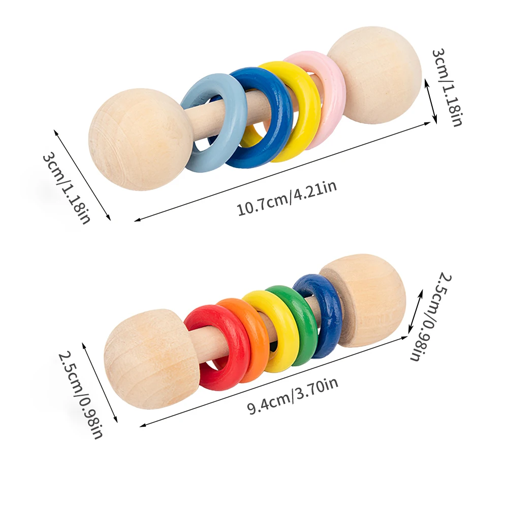 

Infant Baby Teethers Toy Wooden Rattle Teething Toy Musical Rattle Molar Rod Montessori Stroller Teether Rattles Teething Stick