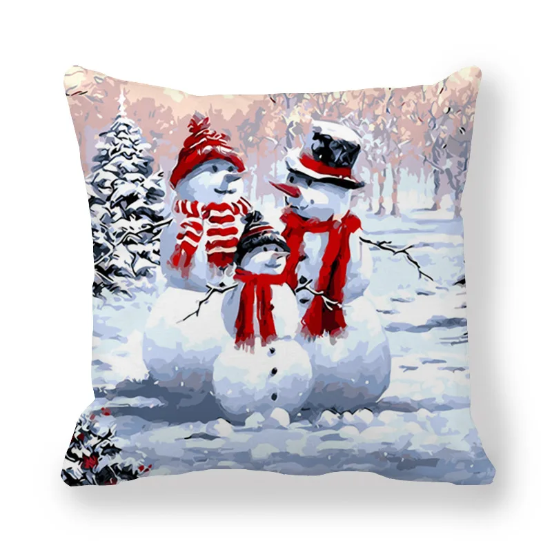 happy new year 2021 merry christmas decorations for home santa claus snowman elk style cushion cover 45x45cm for sofa car seat free global shipping