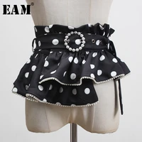 eam pearl hem polka dot printed stitch buckle wide belt personality women new fashion tide all match spring 2022 1u422