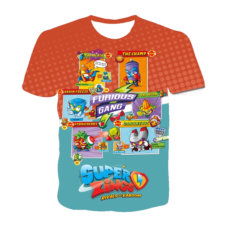 

Hot New Summer 3D Print Super Zings T-Shirt Cartoon Anime Game Boys Girls Children O-Neck Collar Casual Cute Unisex Clothes