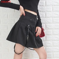 fakuntn black y2k aesthetic pleated skirts women lace trim low waist e girl mini skirt punk dark academia new dance streetwear