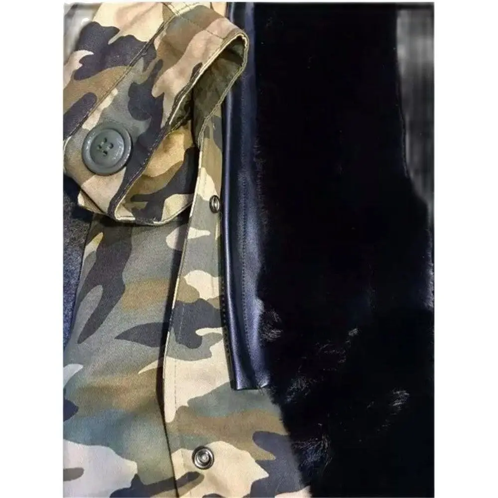 Длинная камуфляжная куртка на подкладке из искусственного меха с большим