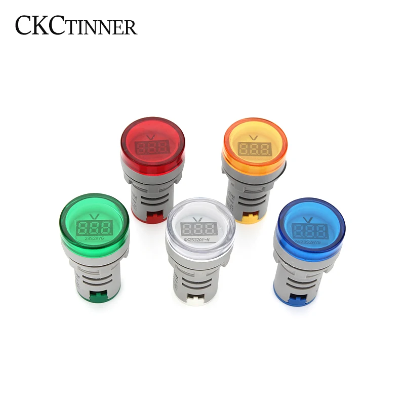 Вольтметр круглый цифровой с AD16-22DSV дисплеем мини-измеритель напряжения 22 мм 20-500