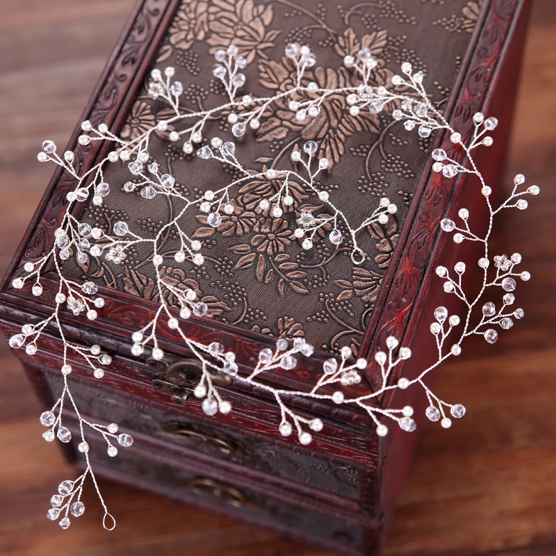 Свадебный аксессуар для волос ручной работы серебряная тиара с кристаллами и