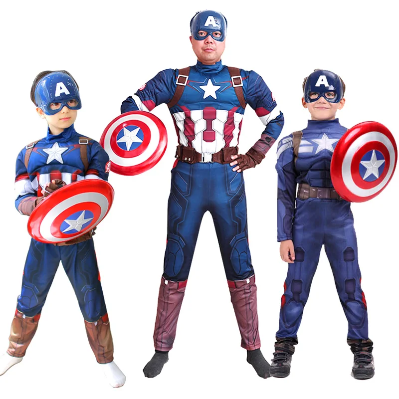 Детский костюм с мышцами косплей Мстители Капитан комбинезон капитаном Америка