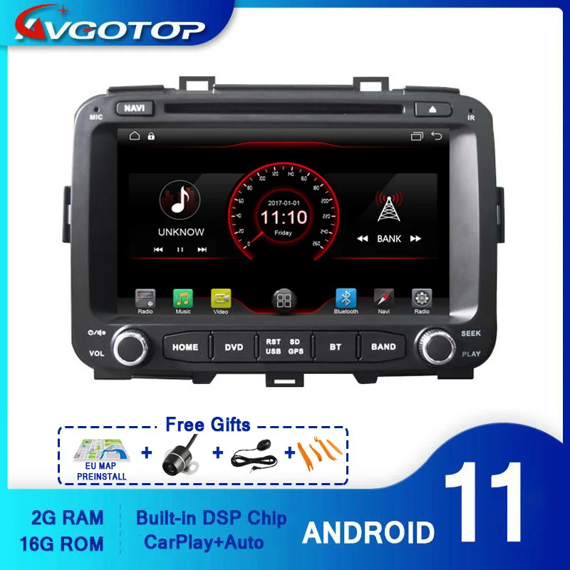 Автомагнитола AVGOTOP Android 11 WINCE Bluetooth GPS DVD-проигрыватель для автомобиля KIA CARENS 2 ГБ 16 MP3