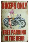 Бесплатная парковка только для велосипедистов на заднем мотоцикле для девочек, металлический жестяной знак, винтажный художественный плакат, табличка для гаража, домашний декор стен