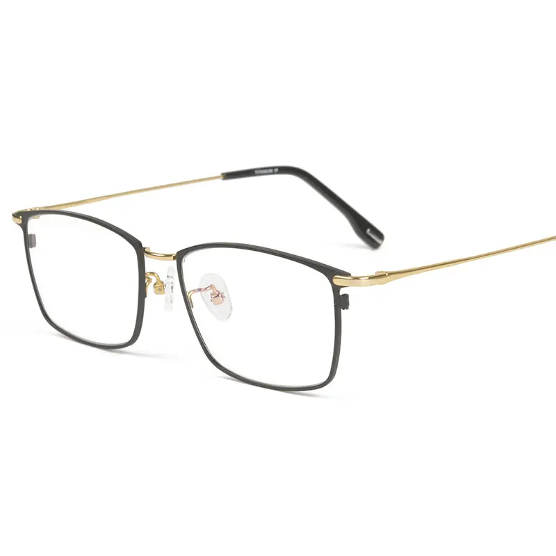 Black-gold Reven Jate EJ85351 очки Оптические модные рамка из титанового оправа для мужчин очки полный обод с 3 дополнительными цветами - Цвет оправы: Black-gold