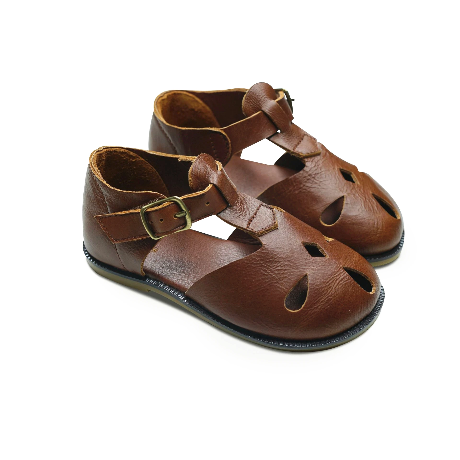 

Cowhide Girls Sandals Retro Oil Wax Color Genuine Leather Baby Beach Shoes Kids Garden Sandals Summer Children's Sandals 6t