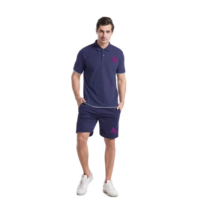 

Summer Men New Polo Shirt+sport Pants Two-Piece Short Sleeve Fashion Pure Cotton T-Shirt Loose Lapel Business Casual Suit