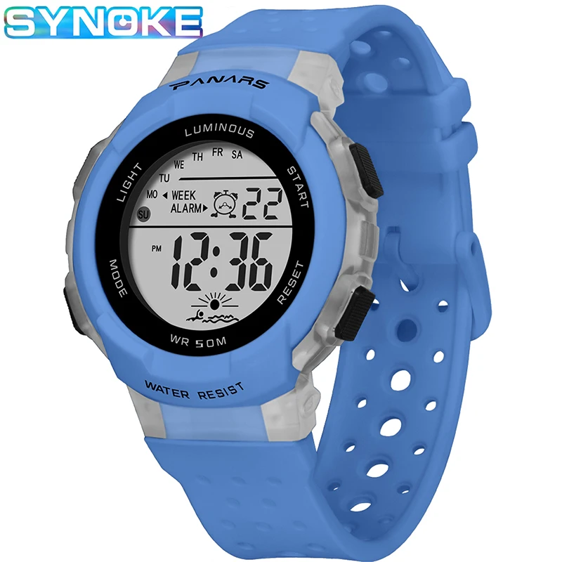 SYNOKE Sports Children Digital Watches Fashion Waterproof Colorful Luminous Date Week Display Wrist Watch Students Watches