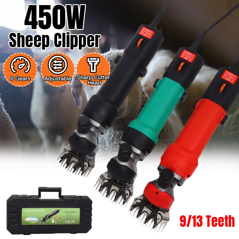

450 Вт 220 В 6 скоростей электрическая машинка для стрижки овец коз машинка для стрижки фермерские Ножницы Резак Ножницы для шерсти с коробкой