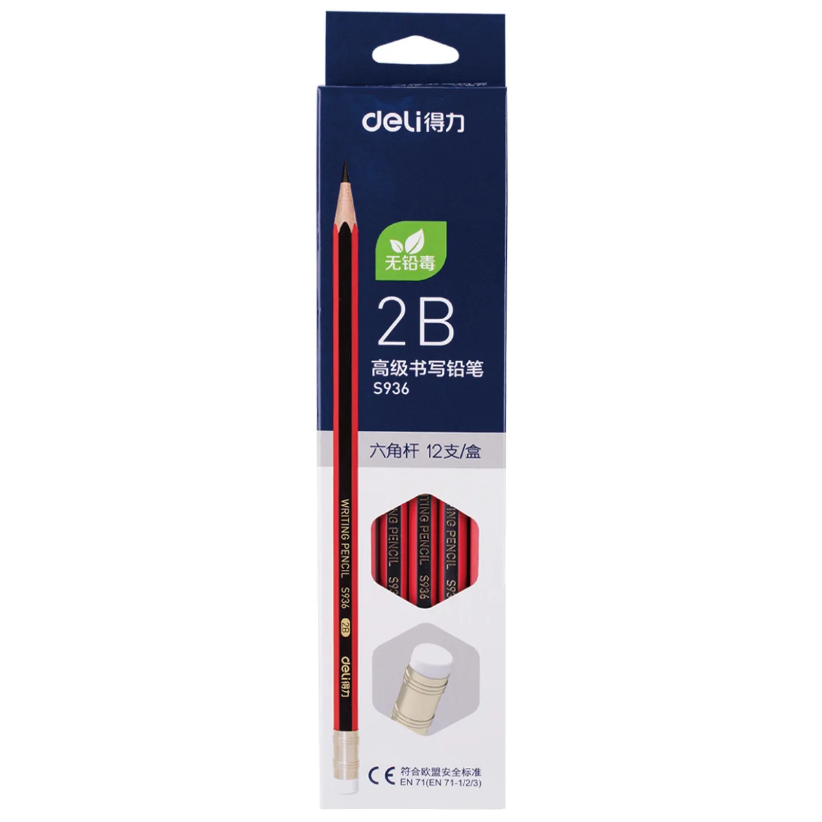 

12PCS/box Examination Pencil Red Hexagonal Rod 2B Drawing Sketch Pencil S936 Learning supplies office stationery