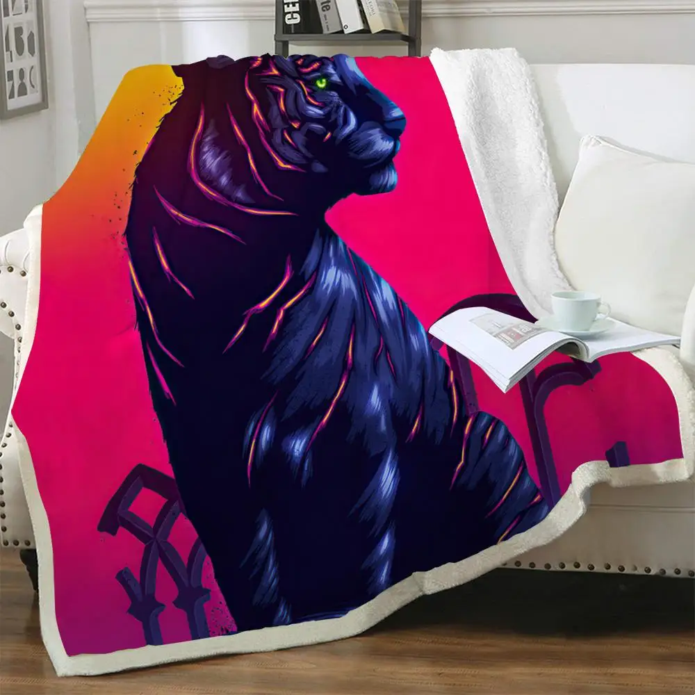 

NKNK Tiger Blankets Animals Bedding Throw Moon Plush Throw Blanket Harajuku Bedspread For Bed Sherpa Blanket New Premium Pattern