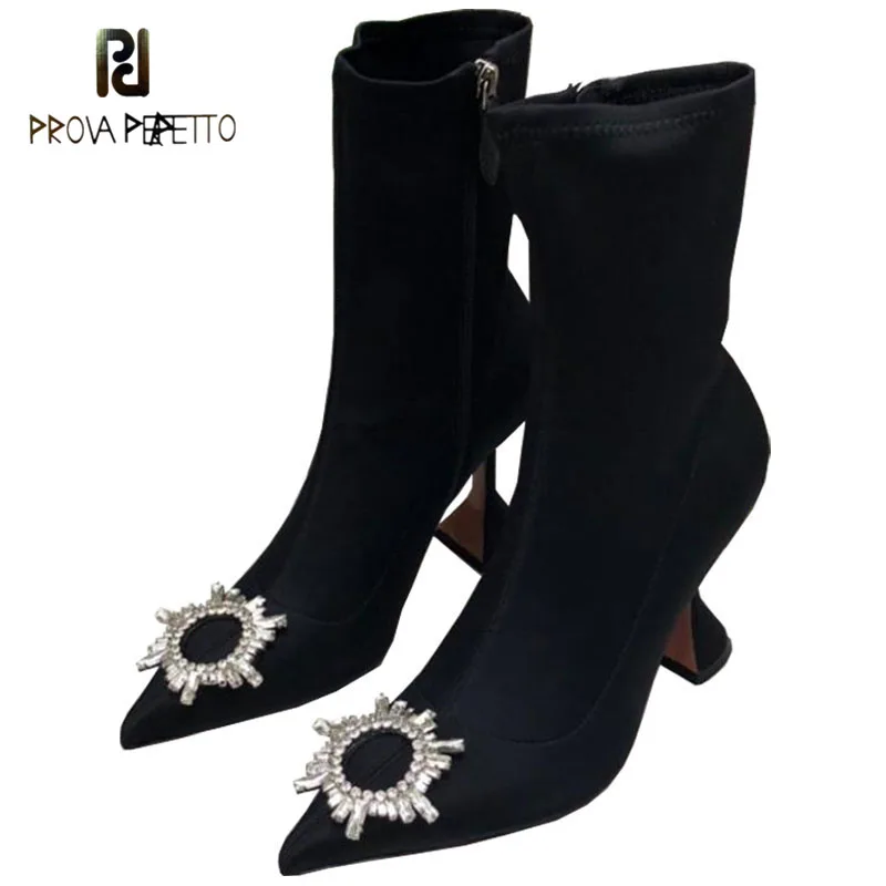 

2020 New Fashion Satin Sock Style Ankle Spring or Autumn Boots Woman