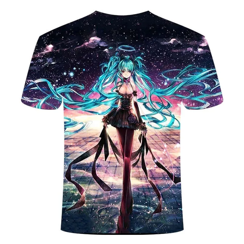 Футболка Hatsune Miku Vocaloid летние топы Женская Повседневная футболка femme футболки с