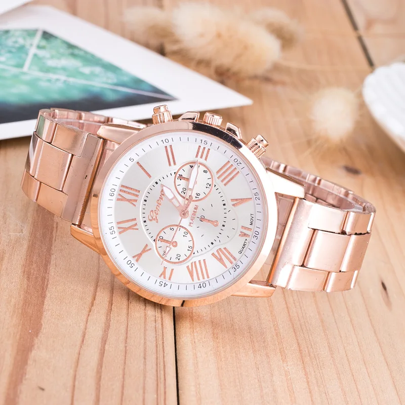 2019 new famous brand geneva rosy gold casual quartz watch women full stainless steel dress watches relogio feminino hot clock free global shipping
