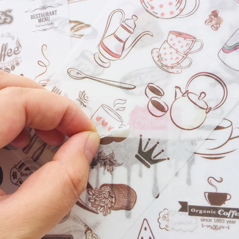 6 листов в упаковке кофейный домик Washi бумажные декоративные наклейки декор для