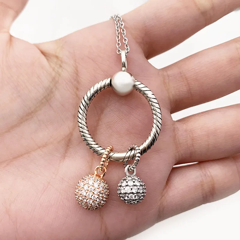 

new 100% 925 Sterling Silver spring ball pendant pandoradora necklace lucky valentine gift high quality female