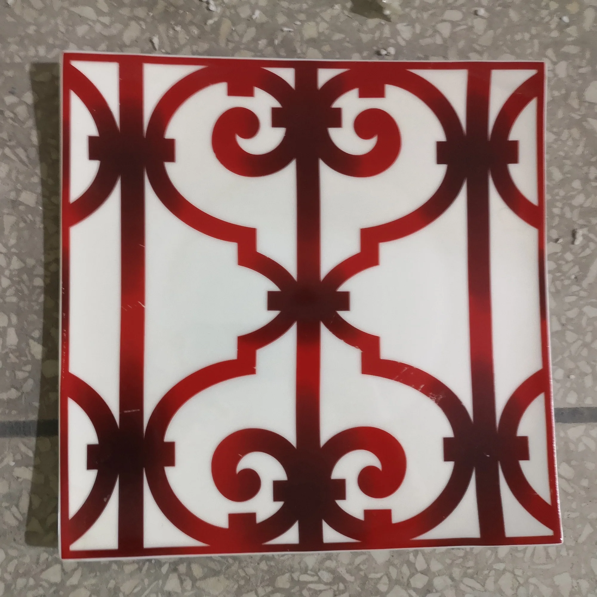 Китайский красный керамический Обеденный набор квадратная инкрустированная