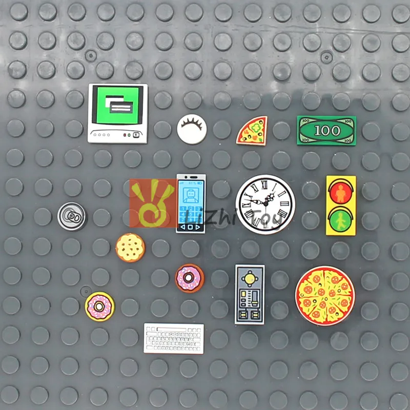 MOC Parts пицца печенье плитка 1x2 с контрольным экраном 3069 строительные блоки игрушки