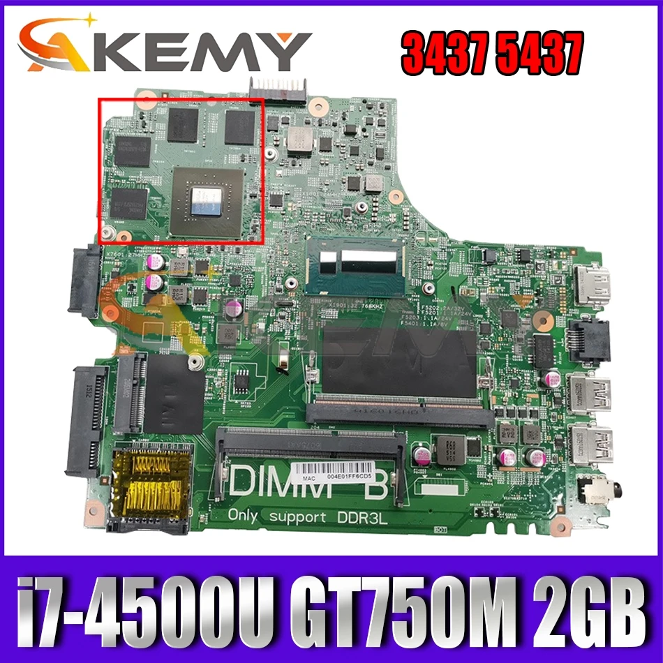 

CN-01C6NT For DELL inspiron 3437 5437 Laptop motherboard 12307-2 MB PWB:VKJ89 01C6NT With i7-4500U GT750M 2GB-GPU 100% Full Test