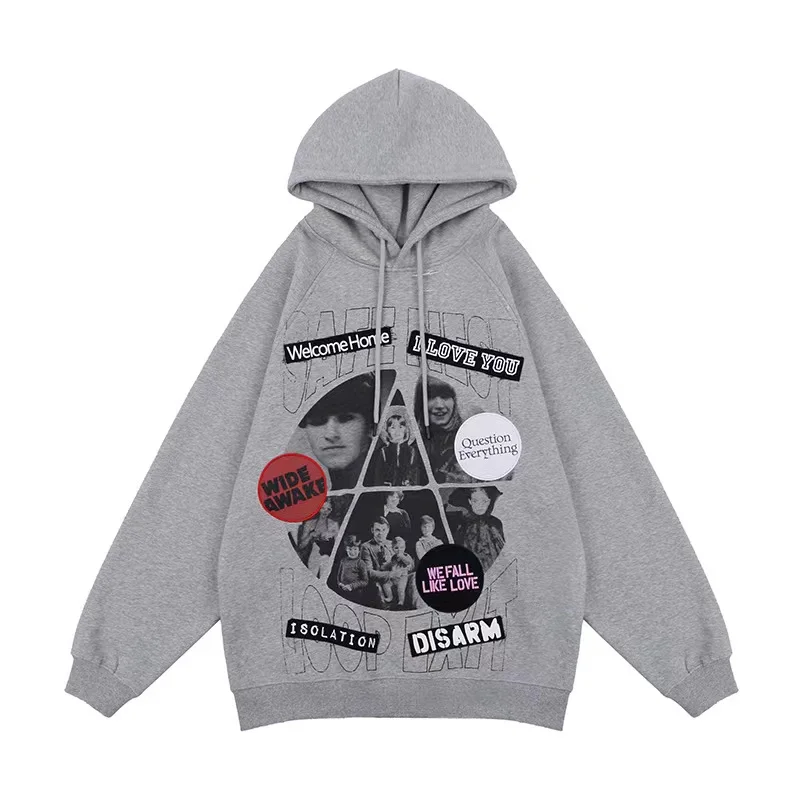 

Vintage insignia, irregularly patterned hoodie