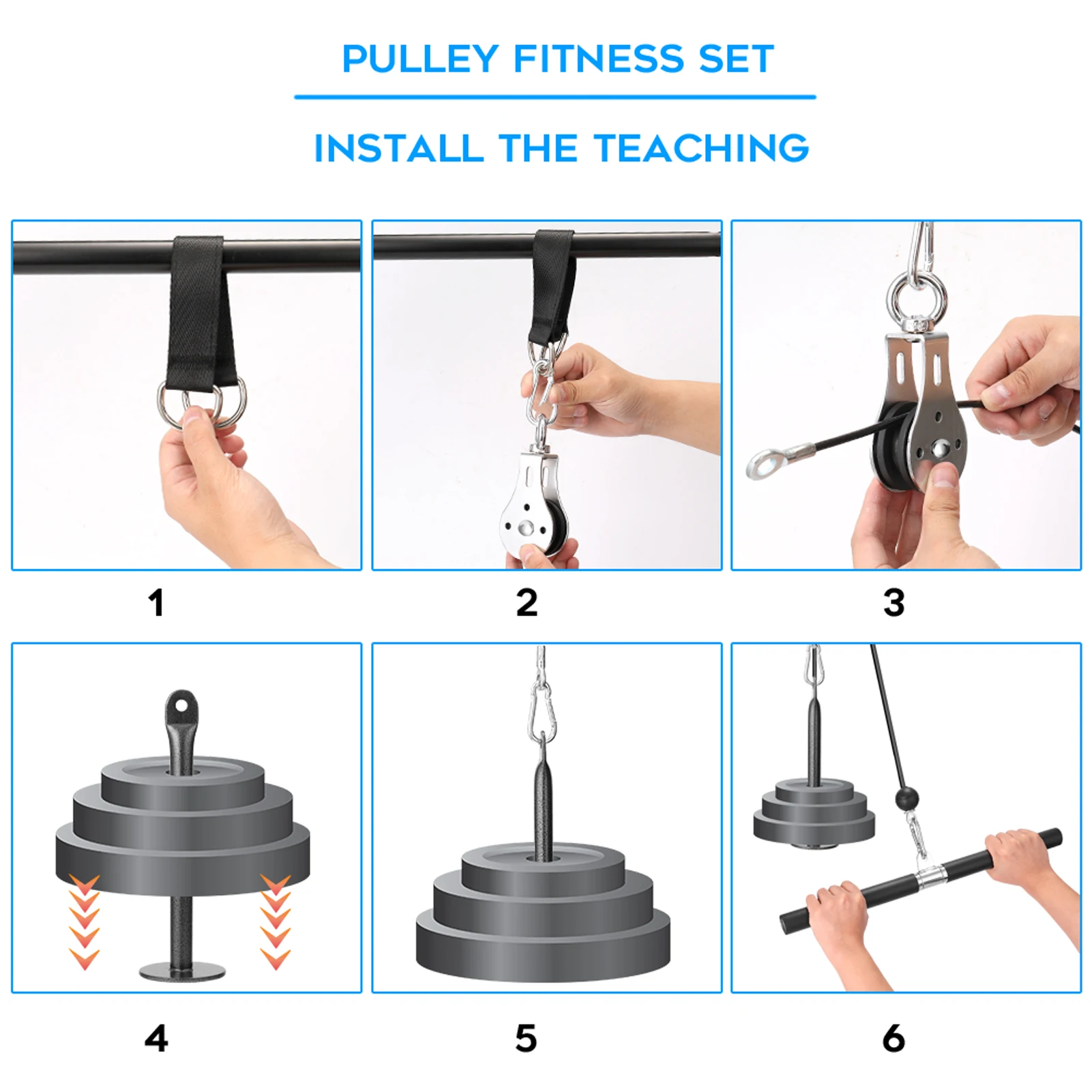 

Pulley Rope Fitness System Self Made Apparatus Strength Pull Down Pulley Rope Gym System Tricep Training Equipment