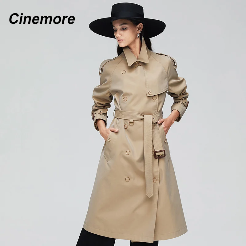 Женский двубортный Тренч с капюшоном пальто свободного покроя верхняя одежда
