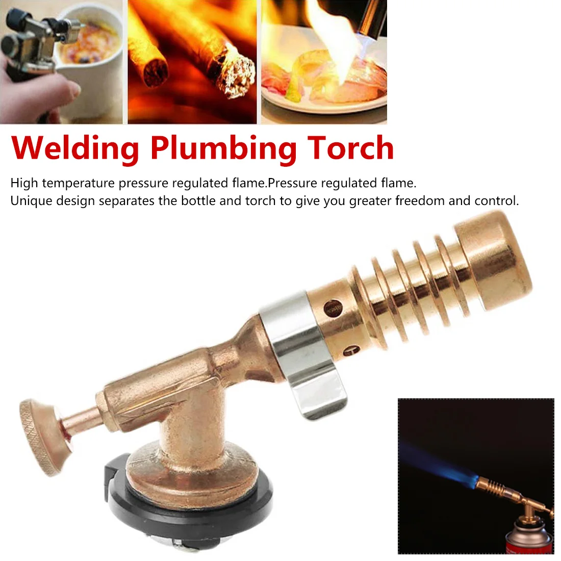 

22MM Welding Diamete Heating Welding Adjustable Gas Torch Flame Gun Copper Flame Butane Lighter For Camping BBQ Spray Gun