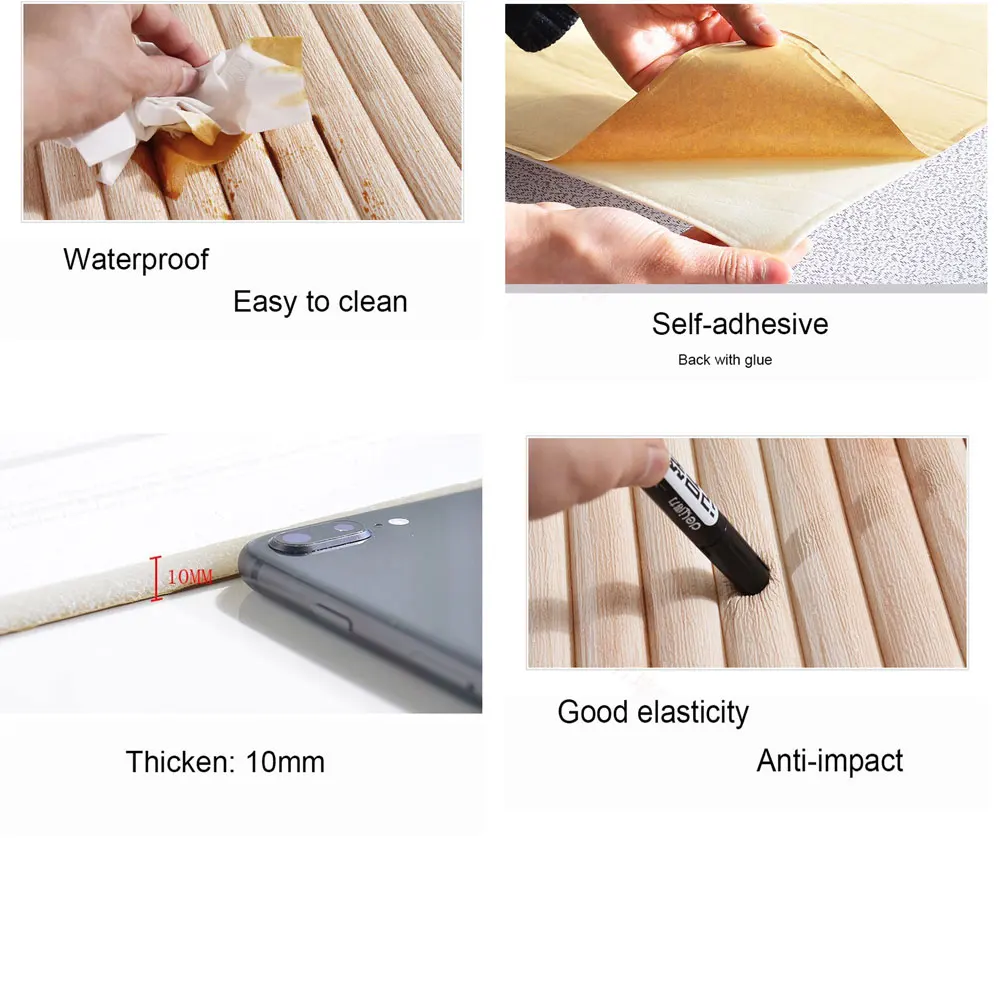 Наклейка на стену 3D Anti-collision Cylindrical PVC Waterproof для гостиной, спальни, детской комнаты, самоклеящаяся обои для домашнего декора 7 штук.